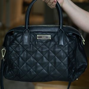 DKNY Napa Quilted Leather Satchel in Black
